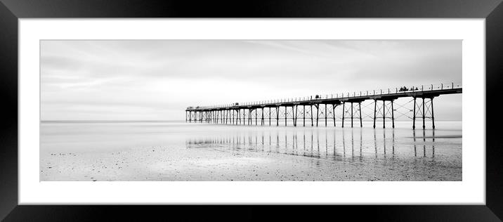 Saltburn Pier Redcar and cleveland Black and white Framed Mounted Print by Sonny Ryse