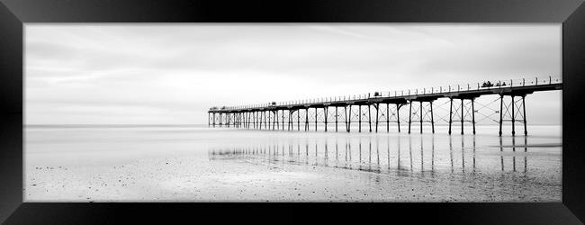 Saltburn Pier Redcar and cleveland Black and white Framed Print by Sonny Ryse