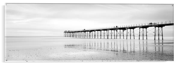 Saltburn Pier Redcar and cleveland Black and white Acrylic by Sonny Ryse