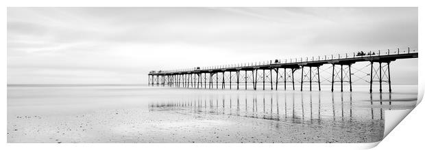 Saltburn Pier Redcar and cleveland Black and white Print by Sonny Ryse
