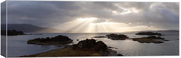 Sandaig Islands and bay sound of sleat Loch Hourn Scotland Panorama Canvas Print by Sonny Ryse