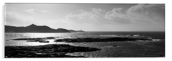 Sanna Bay Beach Ardnamurchan peninsula lighthouse isle of Rum sc Acrylic by Sonny Ryse