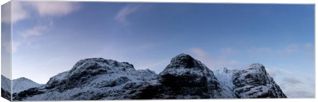 Three sisters mountains stars at night Glencoe Scotland Canvas Print by Sonny Ryse