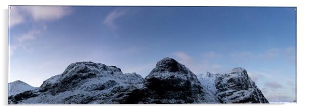 Three sisters mountains stars at night Glencoe Scotland Acrylic by Sonny Ryse
