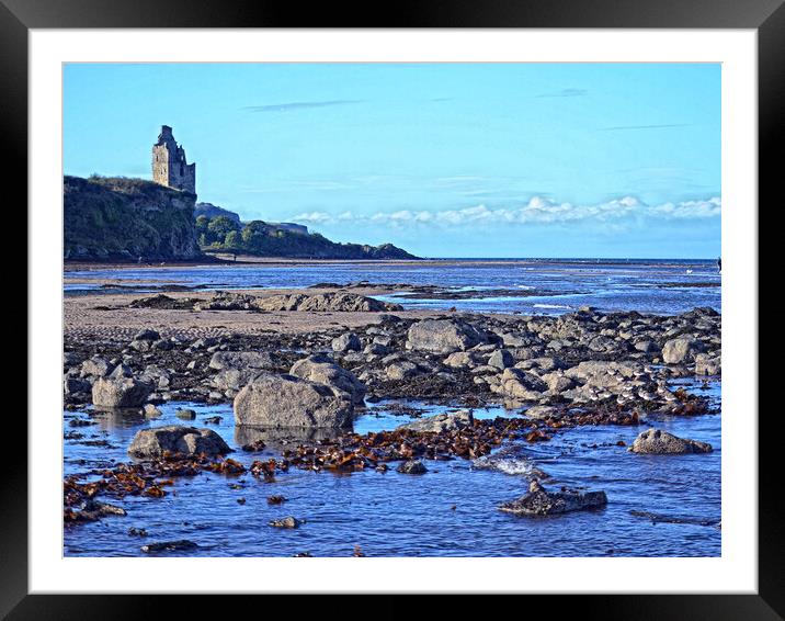 Greenan beach and Greenan castle, Ayr Framed Mounted Print by Allan Durward Photography