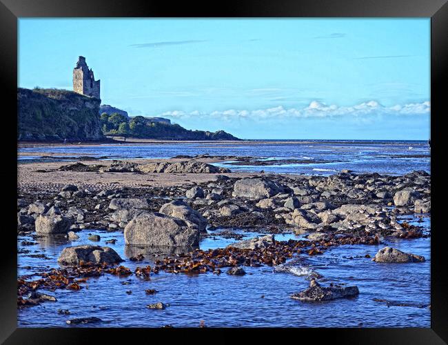 Greenan beach and Greenan castle, Ayr Framed Print by Allan Durward Photography