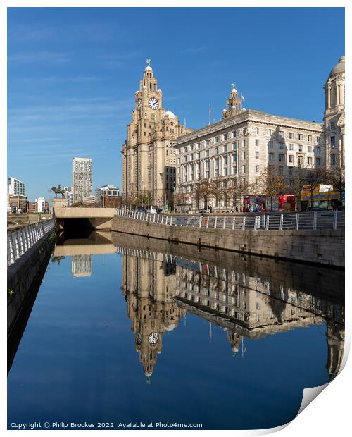 Liverpool Waterfront Reflections Print by Philip Brookes