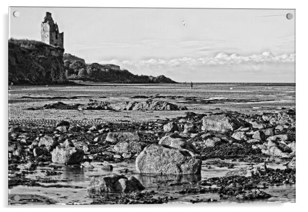 Greenan castle and beach scene (Abstract)  Acrylic by Allan Durward Photography