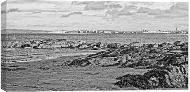 Ayr town viewed from Greenan shore (Abstract)  Canvas Print by Allan Durward Photography