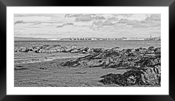 Ayr town viewed from Greenan shore (Abstract)  Framed Mounted Print by Allan Durward Photography