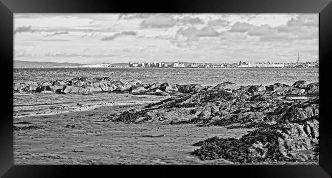 Ayr town viewed from Greenan shore (Abstract)  Framed Print by Allan Durward Photography