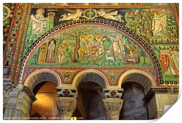 Byzantine mosaics - Ravenna Print by Laszlo Konya