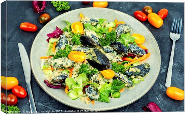 Mix salad with seafood and vegetables Canvas Print by Mykola Lunov Mykola