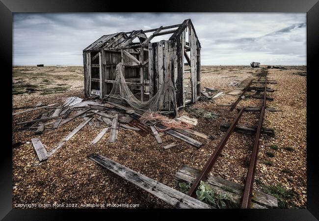 Old fishing shack Dungeness Framed Print by Jim Monk