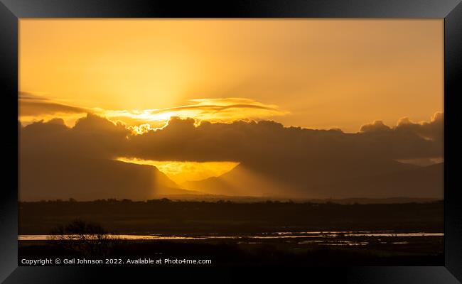 Sunbeams over Snowdonia  Framed Print by Gail Johnson