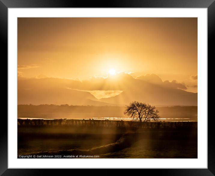 Sunbeams over Snowdonia  Framed Mounted Print by Gail Johnson