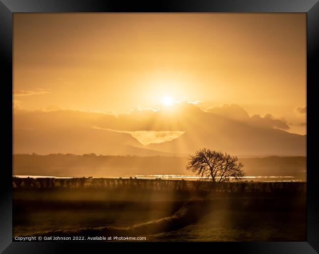 Sunbeams over Snowdonia  Framed Print by Gail Johnson