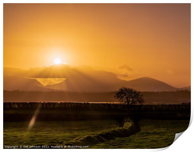 Sunbeams over Snowdonia  Print by Gail Johnson