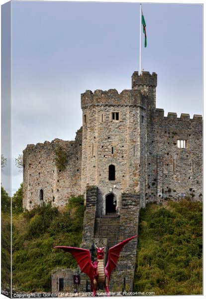 Cardiff Castle and a Dragon Canvas Print by Gordon Maclaren