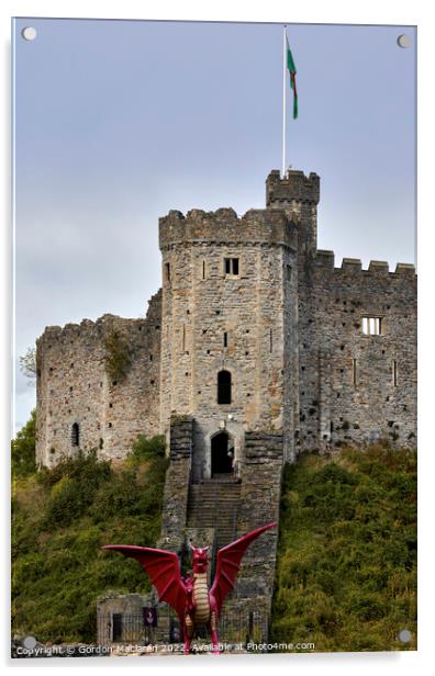 Cardiff Castle and a Dragon Acrylic by Gordon Maclaren