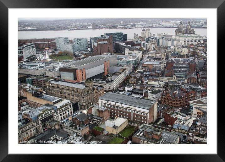 Liverpool City Centre by air Framed Mounted Print by Phil Longfoot