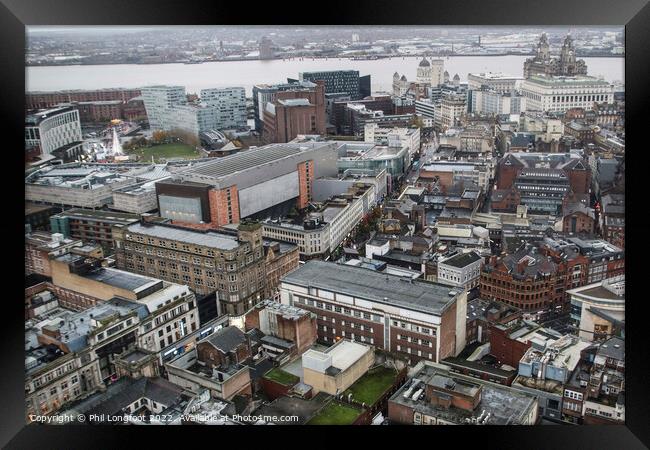 Liverpool City Centre by air Framed Print by Phil Longfoot
