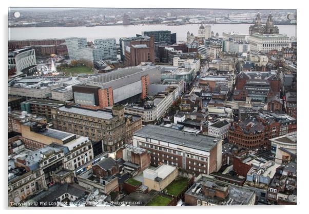 Liverpool City Centre by air Acrylic by Phil Longfoot