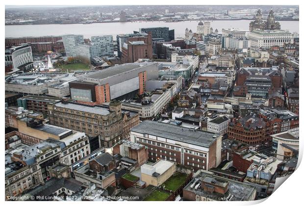 Liverpool City Centre by air Print by Phil Longfoot