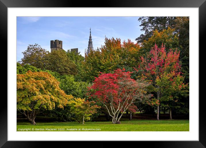 Cardiff Castle in Autumn from Bute Park, South Wal Framed Mounted Print by Gordon Maclaren