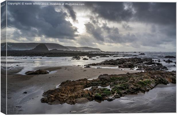 Stormy weather at Widemouth Bay Canvas Print by Kevin White