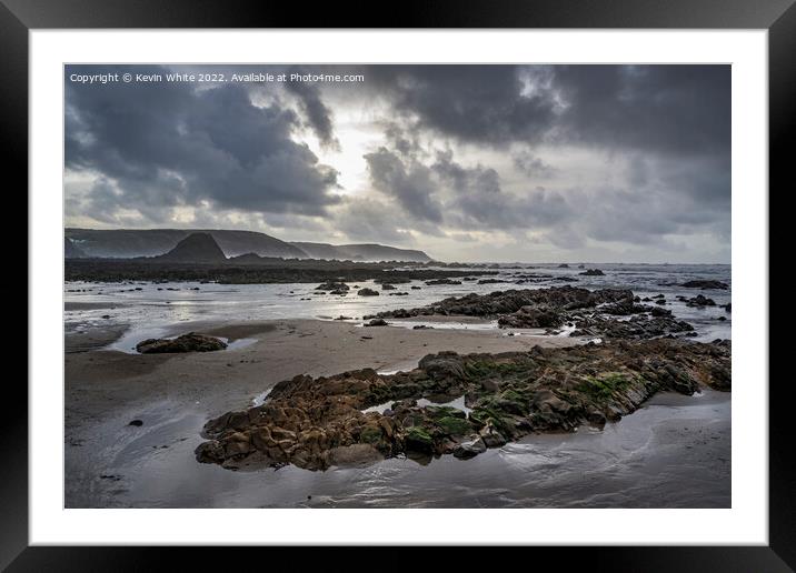 Stormy weather at Widemouth Bay Framed Mounted Print by Kevin White