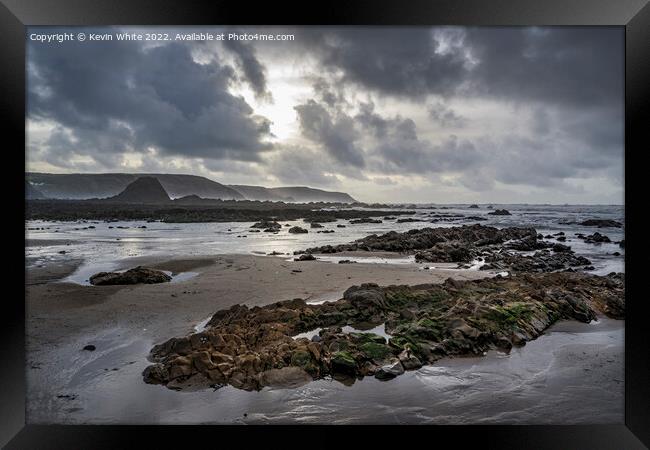 Stormy weather at Widemouth Bay Framed Print by Kevin White