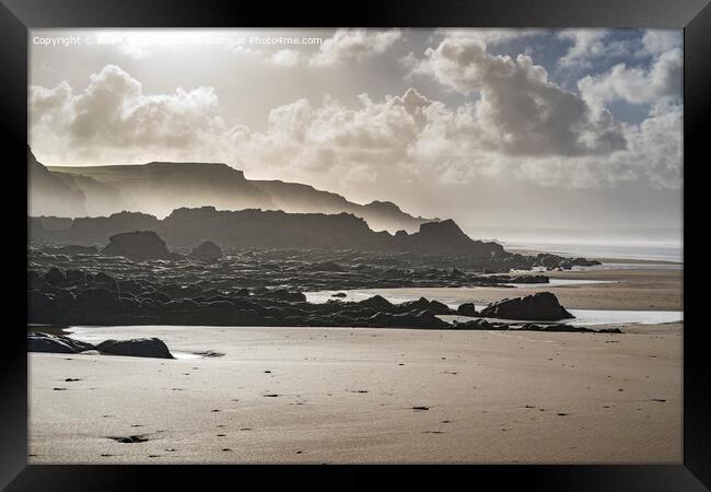 Dramatic weather at Sandymouth Bay Framed Print by Kevin White
