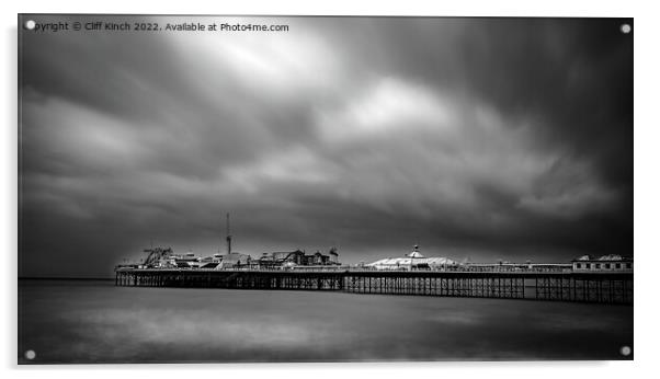 Brighton Pier monochrome Acrylic by Cliff Kinch