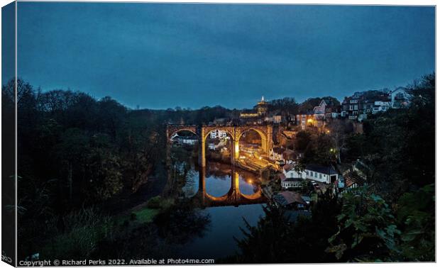 Knaresborough reflections in the twilight hours Canvas Print by Richard Perks