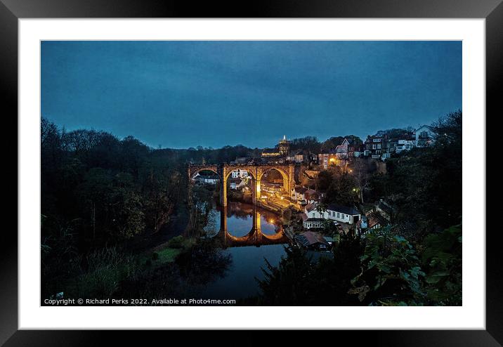 Knaresborough reflections in the twilight hours Framed Mounted Print by Richard Perks