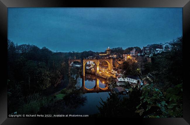 Knaresborough reflections in the twilight hours Framed Print by Richard Perks