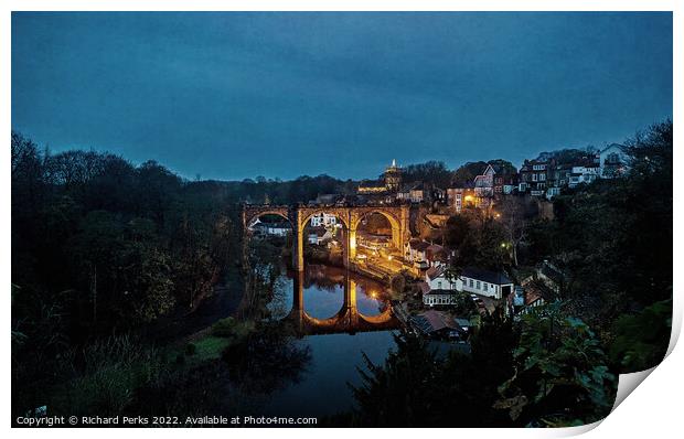 Knaresborough reflections in the twilight hours Print by Richard Perks