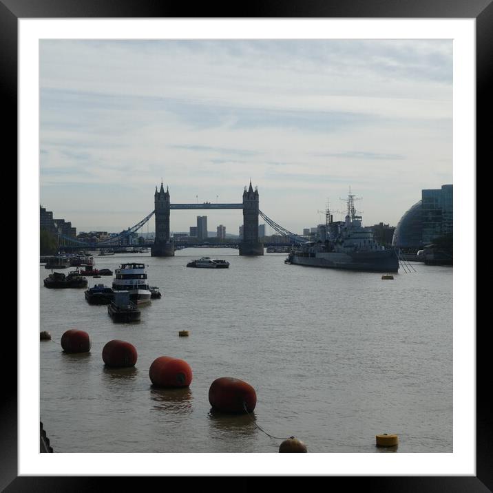 Majestic View of Tower Bridge and HMS Belfast Framed Mounted Print by Simon Hill
