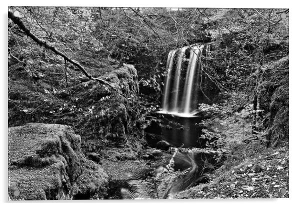 Dalcairney waterfall, East Ayrshire. Acrylic by Allan Durward Photography