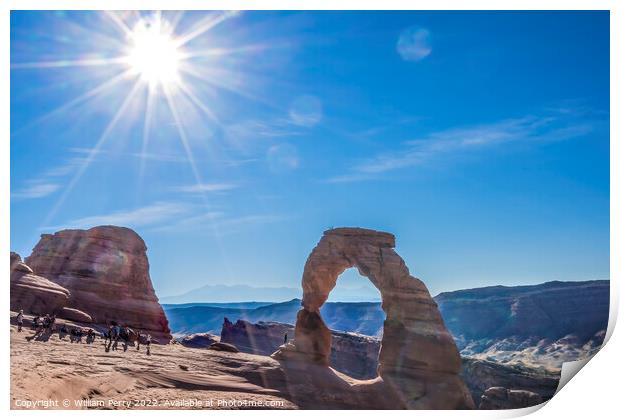 Delicate Arch Sun Rock Canyon Arches National Park Moab Utah  Print by William Perry