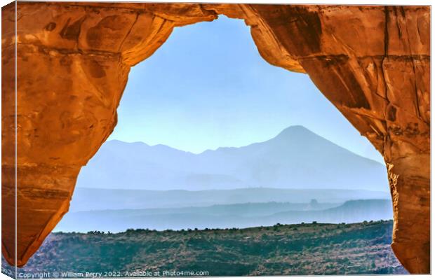 Delicate Arch Rock Canyon Arches National Park Moab Utah  Canvas Print by William Perry