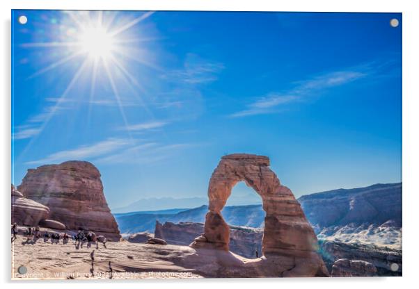 Delicate Arch Sun Rock Canyon Arches National Park Moab Utah  Acrylic by William Perry