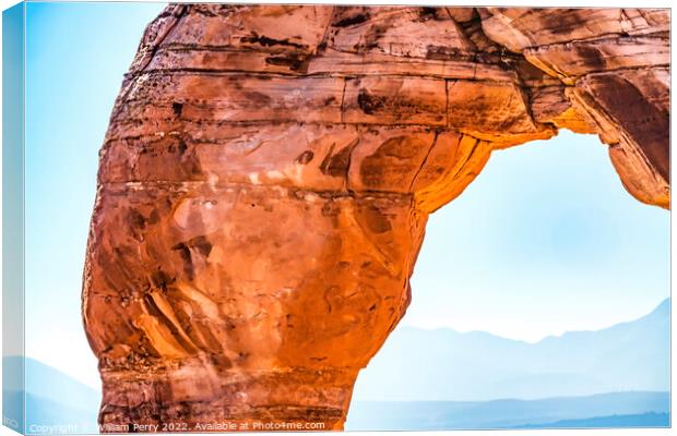 Delicate Arch Close Rock Canyon Arches National Park Moab Utah  Canvas Print by William Perry