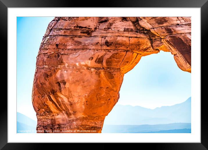 Delicate Arch Close Rock Canyon Arches National Park Moab Utah  Framed Mounted Print by William Perry