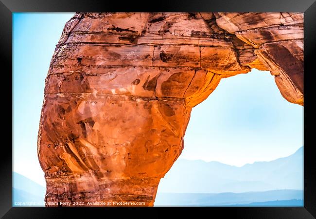 Delicate Arch Close Rock Canyon Arches National Park Moab Utah  Framed Print by William Perry