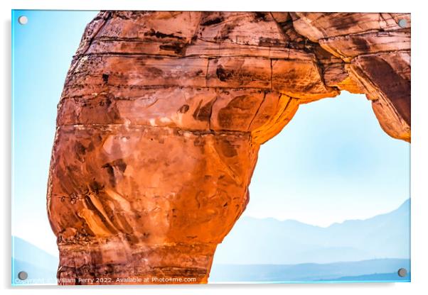Delicate Arch Close Rock Canyon Arches National Park Moab Utah  Acrylic by William Perry