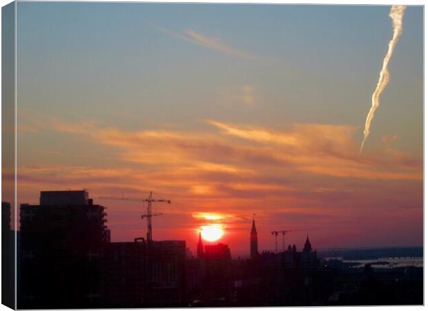 Sunset and Vapour Trail Canvas Print by Stephanie Moore