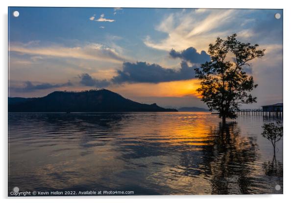 Sunrise in Phang Nga Bay, Acrylic by Kevin Hellon