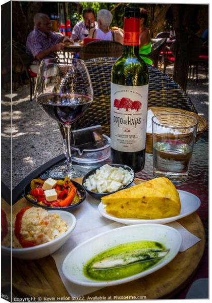 Spanish tapas and wine Canvas Print by Kevin Hellon
